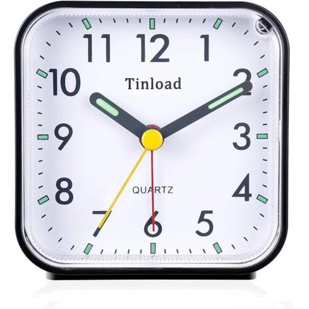 Small Travel Alarm Clock Silent Non Ticking Analog Battery Operated Desk Clock B